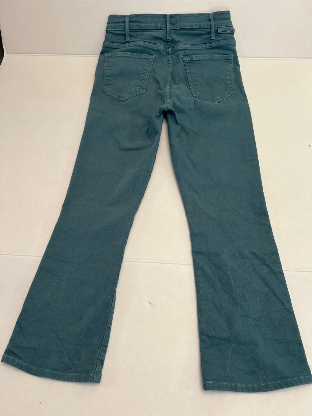 MOTHER DENIM THE HUSTLER ANKLE FRAY IN PLAY DATE GREEN WASH SIZE 28